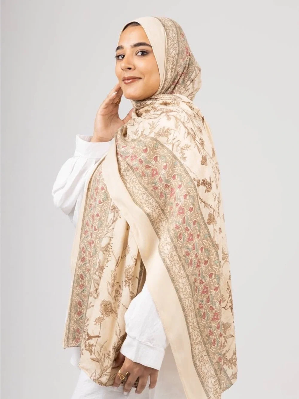 Light Blue Patterned Hijab Scarf - Women Accessories